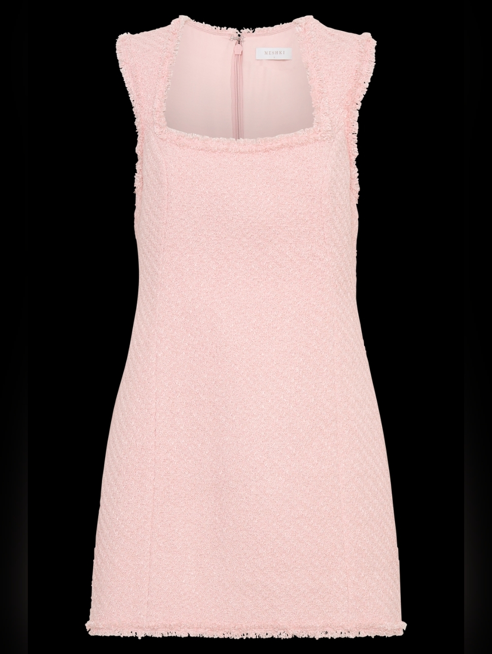 NWT Meshki LeaTweed Sleeveless Mini Dress - Baby Pink - Picture 6 of 7